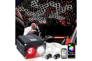 WEBUPAR Dual Color Car Starlight Headliner Kit, Twinkle & Sound Activate RGBW 20W Fiber Optic Lights with Bluetooth APP & Remote Control, 400 pcs*0.03in*9.8ft, Star Lights for Car Ceiling Decor
