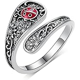 Cujiesp Spoon Rings 925 Sterling Silver Ladybug/Bat/Cherry Blossom/Moth/Peacock/Whale Shark/Parrot/Giraffe/Hummingbird/Octopus/Tulip/Mushroom Stuffed Animal for Women Animal Lover