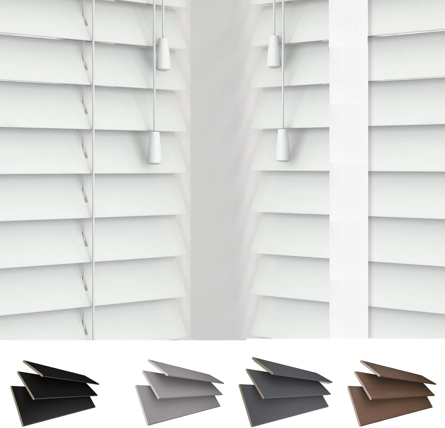 Real Wood Blinds 50mm Slats [45cm Width x 120cm Drop, White