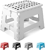 KEPLIN 9 Inch Heavy Duty Folding Step Stool Non-Slip White