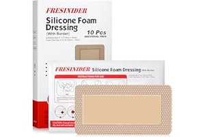 FRESINIDER 4"x8"（Pack of 10) Silicone Foam Wound Dressing - Waterproof Adhesive Bandages with Bordered - Super Absorbent & Breathable for Optimal Wound Care