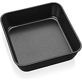 P&P CHEF 6 Inch Square Cake Pan, Nonstick Square Baking Pan for Cake Brownie Lasagna, Stainless Steel Core for Sturdy Structure, Non-toxic & Oven Safe, Black, 1Pc
