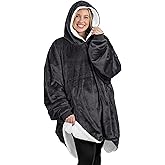 Bare Home Wearable Blanket Hoodie - Soft Plush Sherpa - Warm and Cozy - Oversized Wearable Blanket - Adult & Kid Sizes