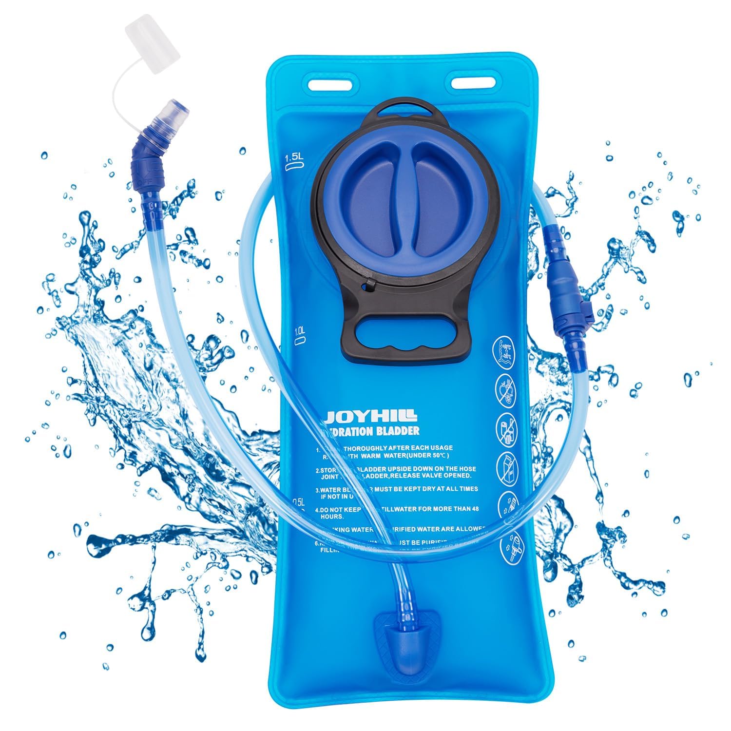 JOYHILL TPU Hydration Bladder,1.5L 2L 3L Water Bladder for Hiking Backpack BPA Free Leak Proof Hydration Pack for Camping Running Biking Hiking