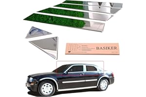 BASIKER Car Door Chrome Pillar Covers Trim Fit for 2005-2010 Chrysler 300 300c Body Exterior Parts Window Trim Molding 304 Stainless Steel