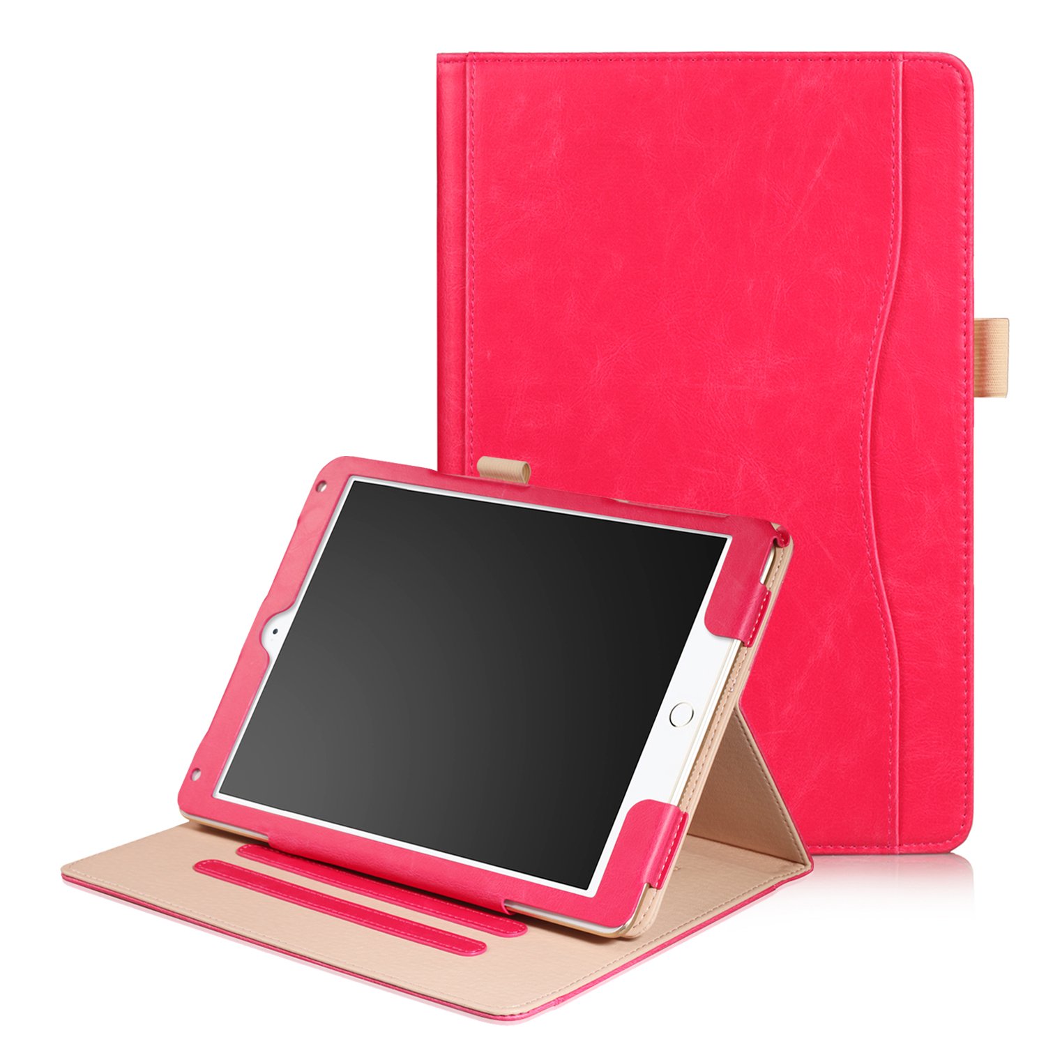 Dasaja Tablet Leather Case for iPad Air 1/Air 2/9.7 (2017) /9.7 (2018), Pink Case with Triple Stand