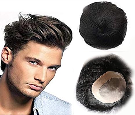 Pelo Men Toupee Human Hair Patch Hair Replacement System Fine