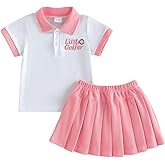 Honganda Toddler Baby Girl Golf Outfit Set Little Golfer Polo T-shirt Top with Pleated Skirt Summer 2Pcs Sports Clothes Set
