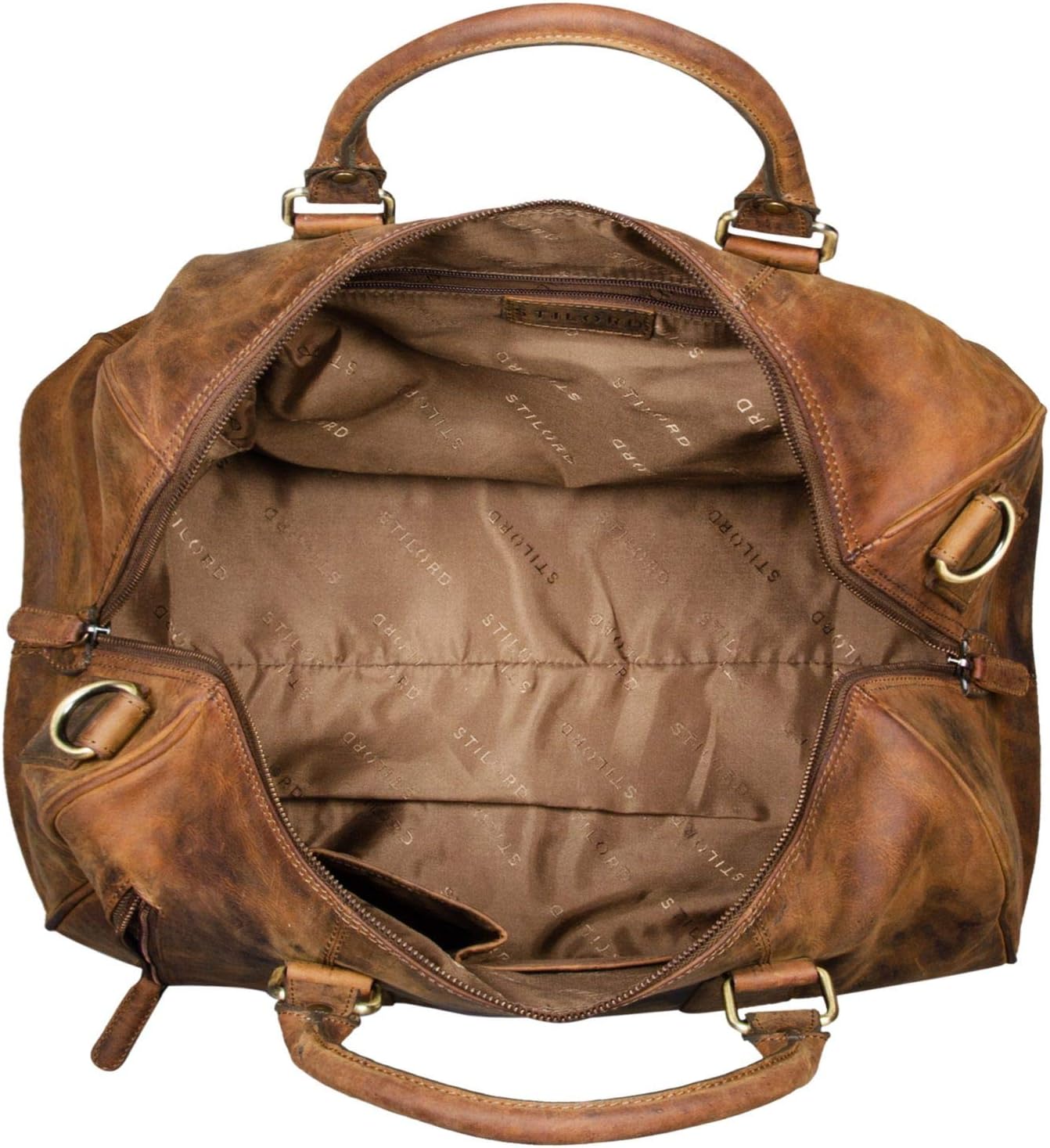 STILORD 'Keanu' Weekend Bag Leather Women Men Vintage Shoulder Bag Travel Bag Cabin Size Handbag for Travelling in Genuine Leather, Colour:Black - Image 5