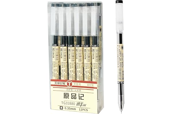 Penagic Japanese Ink Pen, 0.35 mm Fine Point, Black Gel, Extra Fine Tip, Korean School Stationery Supplies