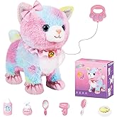 Bilinott Toy Cat for Kids, Touch and Voice Controlled Remote Control Cat with Leash, Lifelike Walking Cat Toy That Can Walk, Meow, and Wags Tail, Best Festive Gift for Boys and Girls Ages 3 4 5 6 7