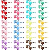 40 Pairs Heart Sunglasses Rimless Transparent Heart Shaped Glasses Candy Color Party Favor for Women Men Decoration