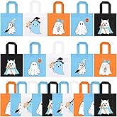 20Pcs Blue Halloween Ghost Party Favor Bags, Non Woven Halloween Treat Bags Gift Bags with Handle, Cute Ghost Goodie Candy Tote Bag for Spooky One Two Spooky Birthday Little Boo Baby Shower Party Favor