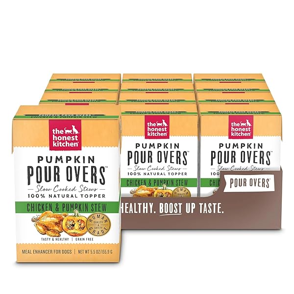 THE HONEST KITCHEN, PUMPKIN POUR OVERS CHICKEN & PUMPKIN STEW DOG FOOD TOPPER, 5.5OUNCE