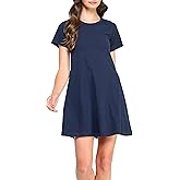 GREEN VOYAGE Women's GOTS Certified 100% Organic Cotton Solid Relaxed Fit Casual T Shirt Dress