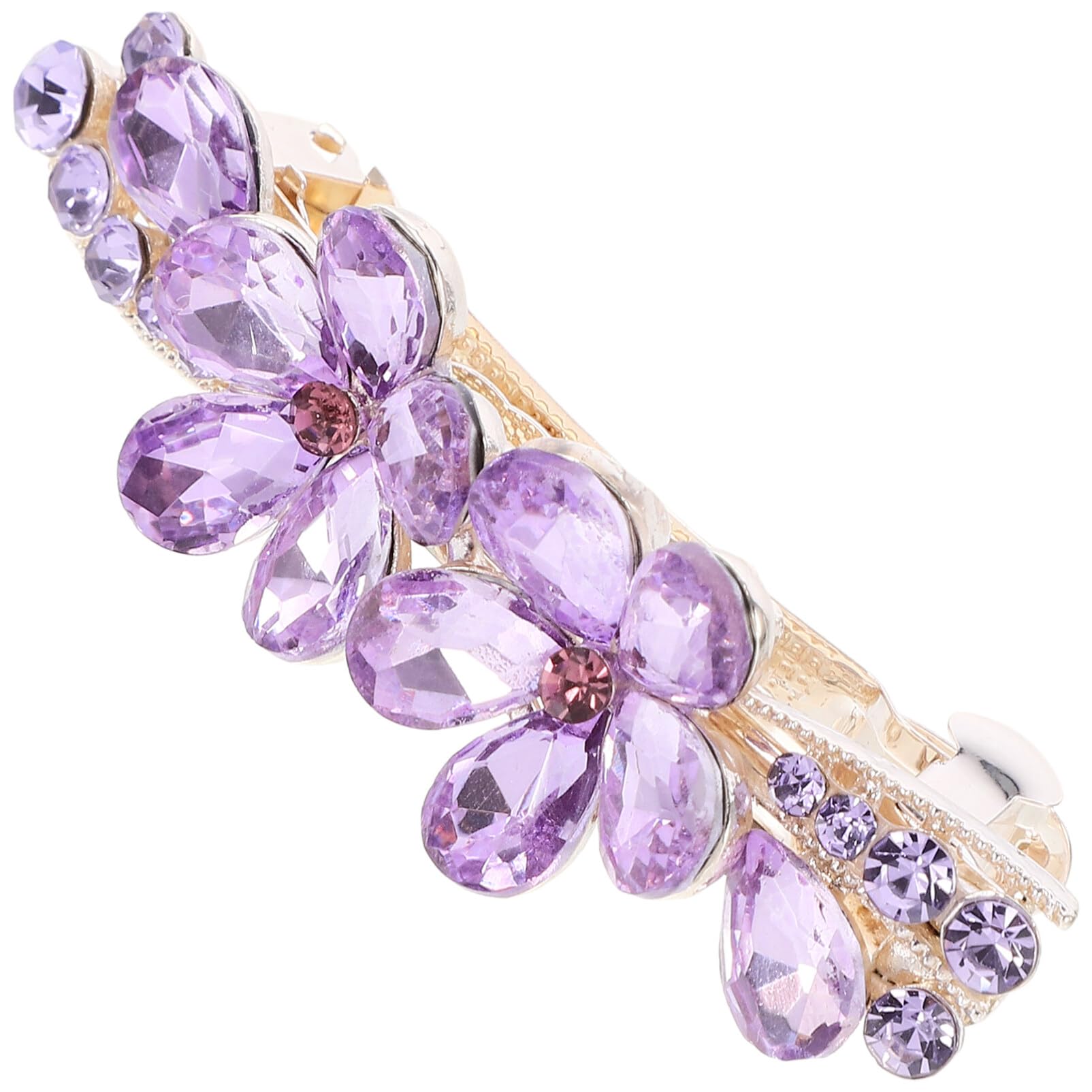 FRCOLOR Purple Rhinestone Flower Hair Clips Rhinestone Hair Barrette Clip Luxury Jewelry Design Hairpin ﻿ ﻿