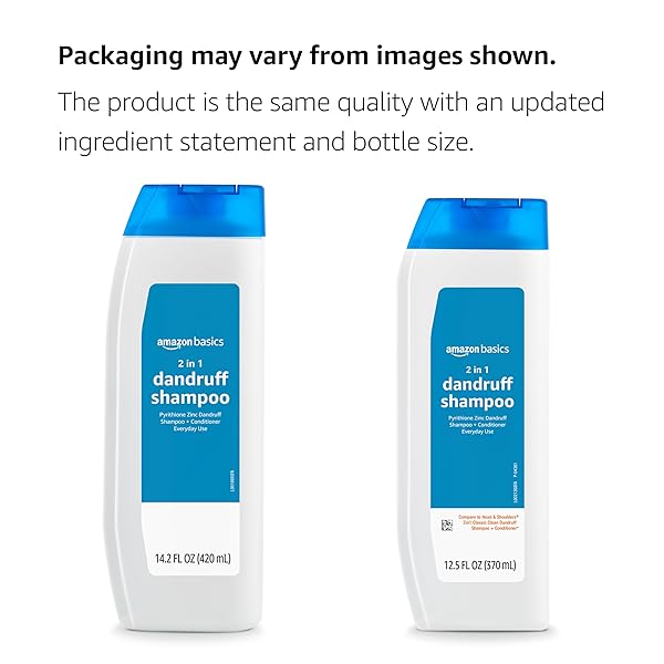 AMAZON BASICS 2-IN-1 ANTI-DANDRUFF SHAMPOO & CONDITIONER, ITCH RELIEF, SAFE FOR ALL HAIR TYPES, PARABEN-FREE, GENTLE AND PH BALANCED, 14.2 FLUID OUNCES, 1-PACK (PREVIOUSLY SOLIMO)
