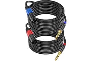 Jozzai 2Pack XLR to 1/4 Inch (6.35mm) TRS Mono Jack Microphone Cable, 25FT, Balanced 3 Pin XLR Male to Quarter inch TRS Plug Mic Cord for Dynamic Microphone