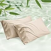 Bedsure King Size Pillow Cases Set of 2, Cooling Pillow Cases King, Rayon Derived from Bamboo Beige Pillowcases, Breathable & Silky Soft Cool Bedding Pillow Covers with Envelope Closure, 20x36 Inches