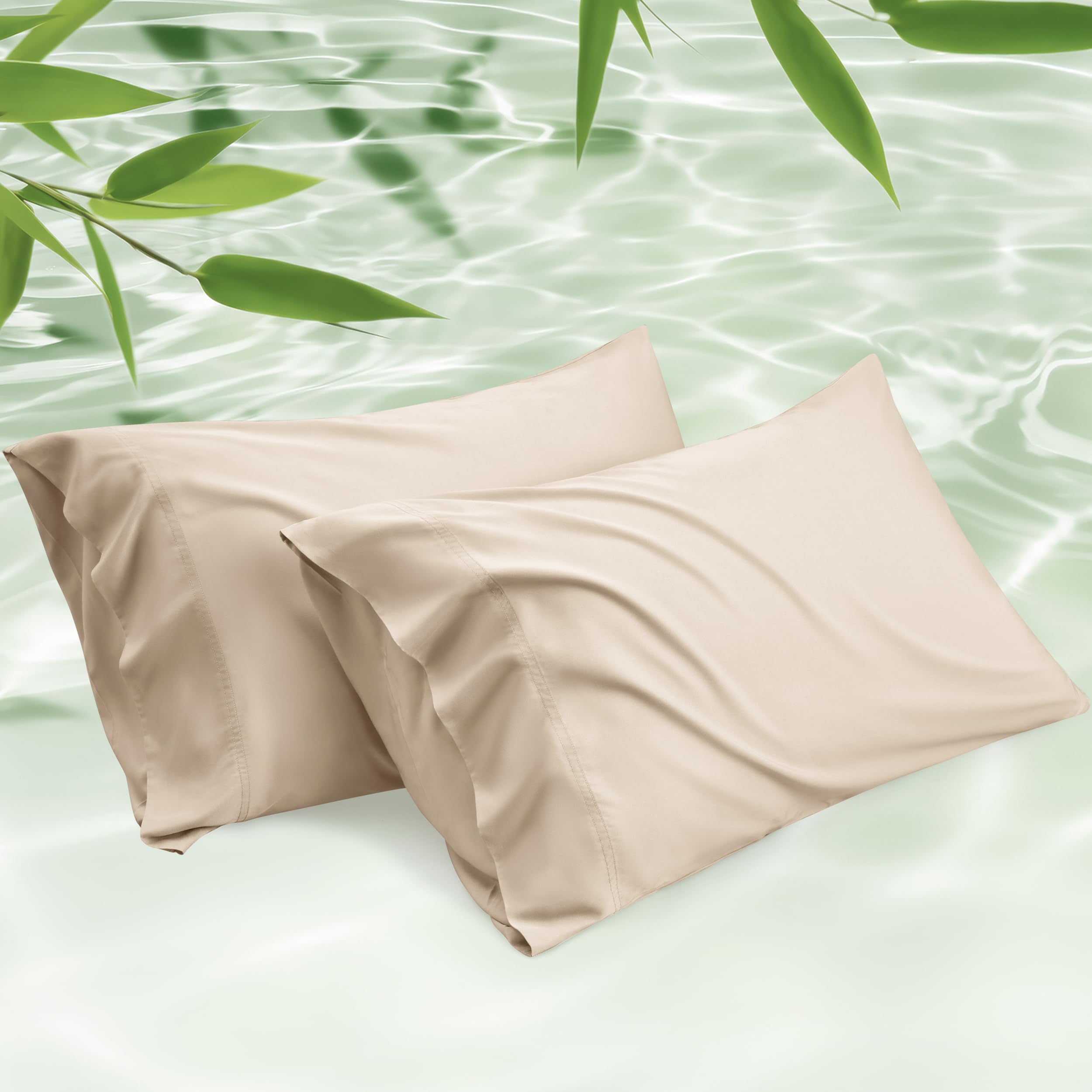 Bedsure Pillow Cases Standard Size Set of 2, 100% Rayon Derived from Bamboo