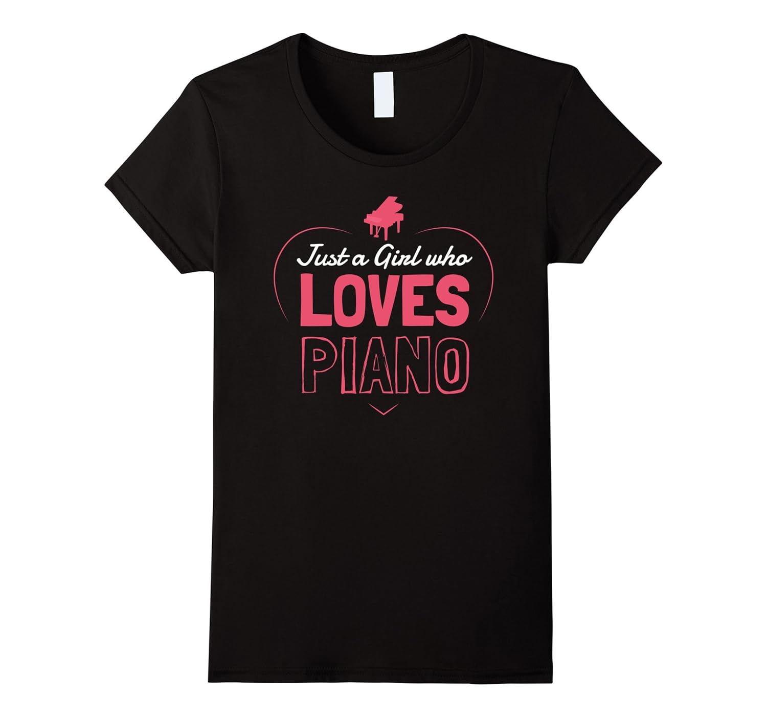 Just a Girl Who Loves Piano T-shirt. Cute & Pink Graphic-ANZ