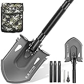 HX OUTDOORS Survival Tactical Shovel, Multifunctional Folding Camping Shovels, Foldable Camp Shovel with Aluminium Alloy Handle (Black)