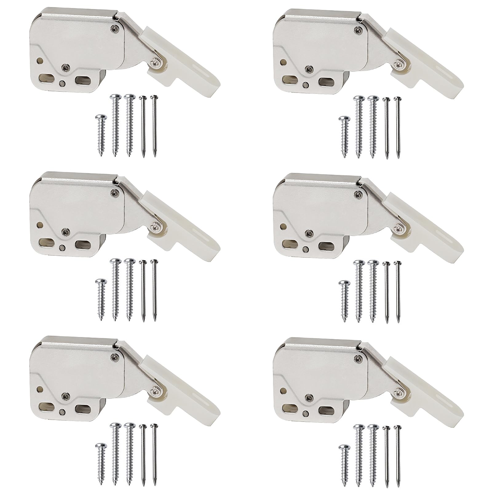 YUNYAN Pack of 6 Door Lock Locking Cabinets Door Catch Latch Push Lock Door with Screws Furniture Catch Spring Lock for Kitchen Cabinet, Wardrobe, Windows