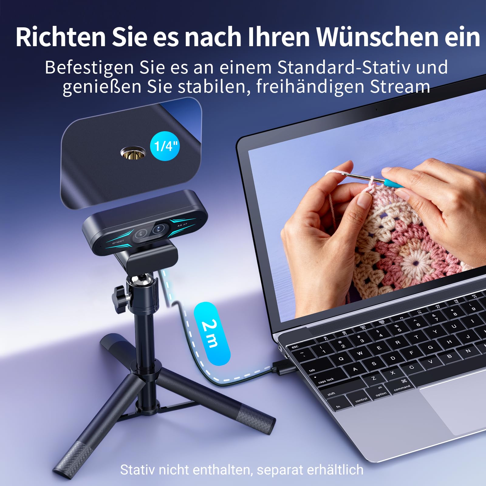 EMEET C60E Dual-Kamera-4K-Webcam für Streaming, Weitwinkel- und Teleobjektiv, bis zu 11-facher Hybrid-Zoom & PDAF-Autofokus, Fernbedienung, RGB-Beleuchtung, 2 Mikrofone, ideal für Livestreaming 6