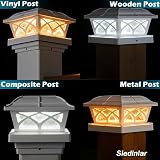 Siedinlar Solar Post Cap Lights 2 Pack 4x4 5x5 6x6 Weatherproof White view 4