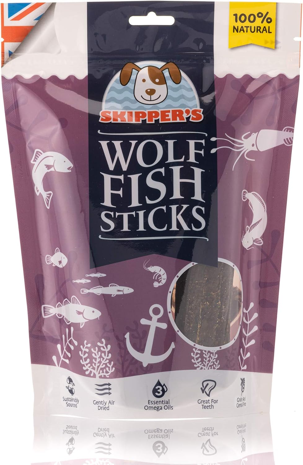 SKIPPER'S Wolf Fish Skin Sticks, Handmade & Gently Air-Dried, Healthy & Long Lasting Dental Chews, Essential Omega 3 Oils - Image 3