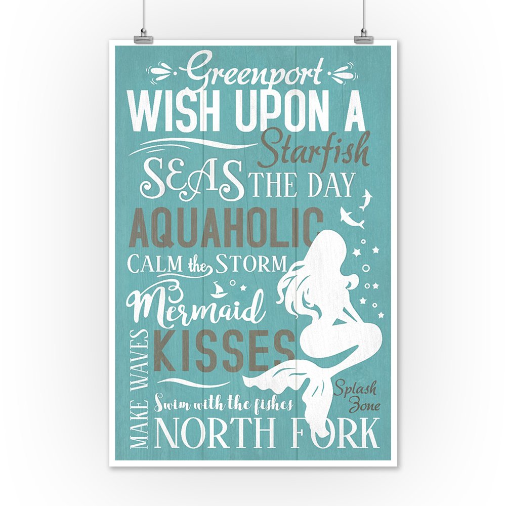 Amazon Com Greenport New York Mermaid Typography 24x36 Giclee