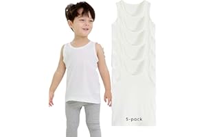 EVAJANG Boys Cotton Tank Top Undershirts, White, Pack of 5