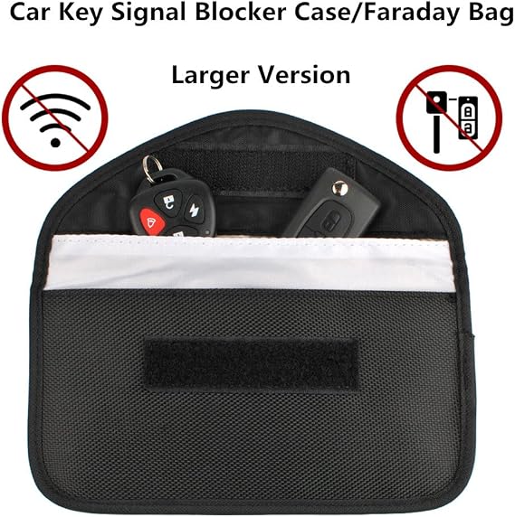 Custodia Chiave Auto Con Blocco Segnale RFID &ndash; Gabbia Faraday In Pelle Finta Nera