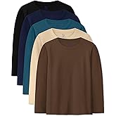 HoeVou 5 Pack Boys Long Sleeve Shirts Cotton T-Shirts Youth Boys Long Sleeve Shirts Multipack Basic Tees Tagless