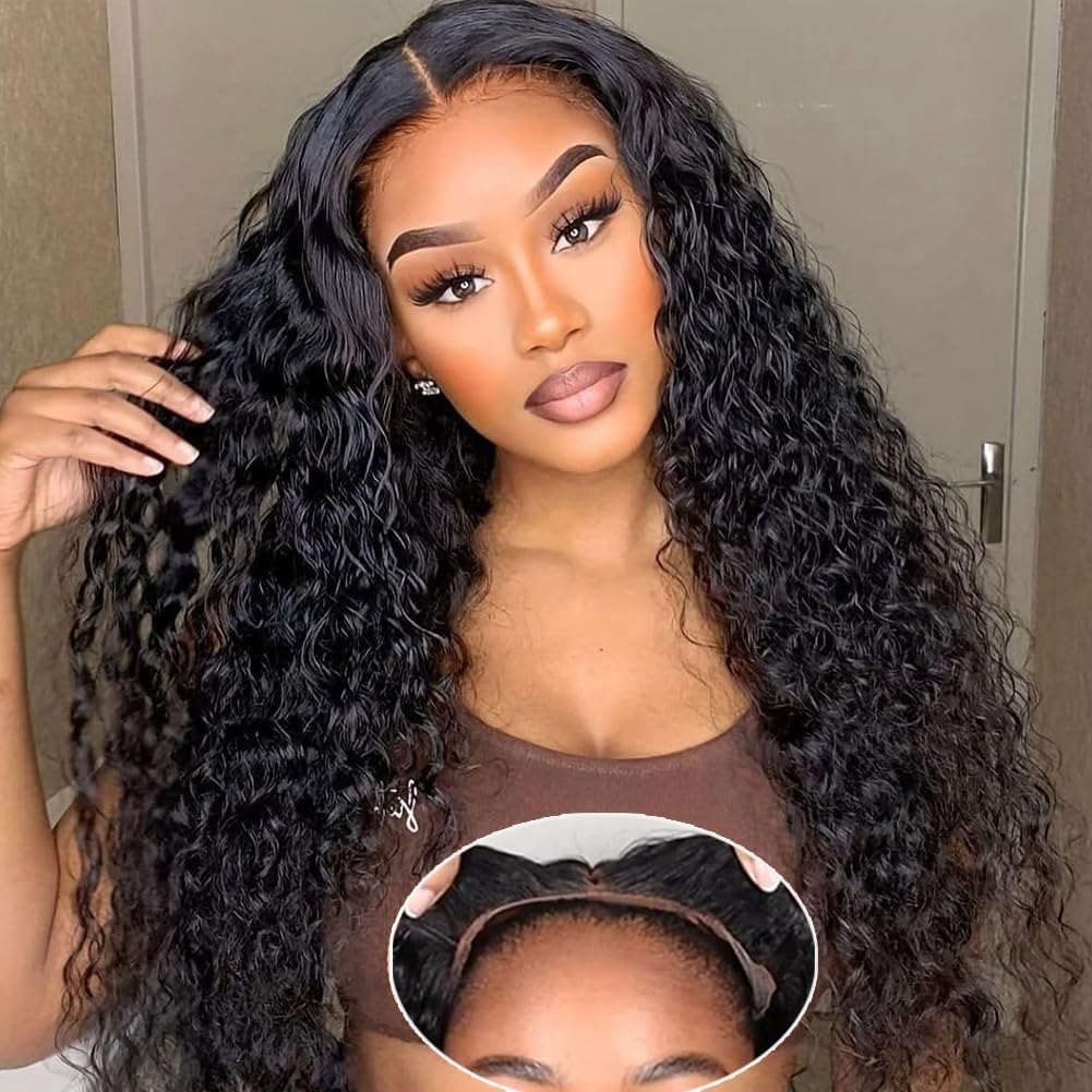 Junemet 30 Inch Glueless Wig Human Hair Wig 200% Density 9x6 HD Lace Front Wigs Deep Wave Curly Closure for Black Women Wear and Go Glueless 100% Brazilian Human Hair Wigs — image 1