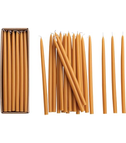 Velas Cónicas 100% Cera De Abeja Orgánica: Paquete 12, 7 1/2" Alto, 2 Horas De Duración, Hechas En USA
