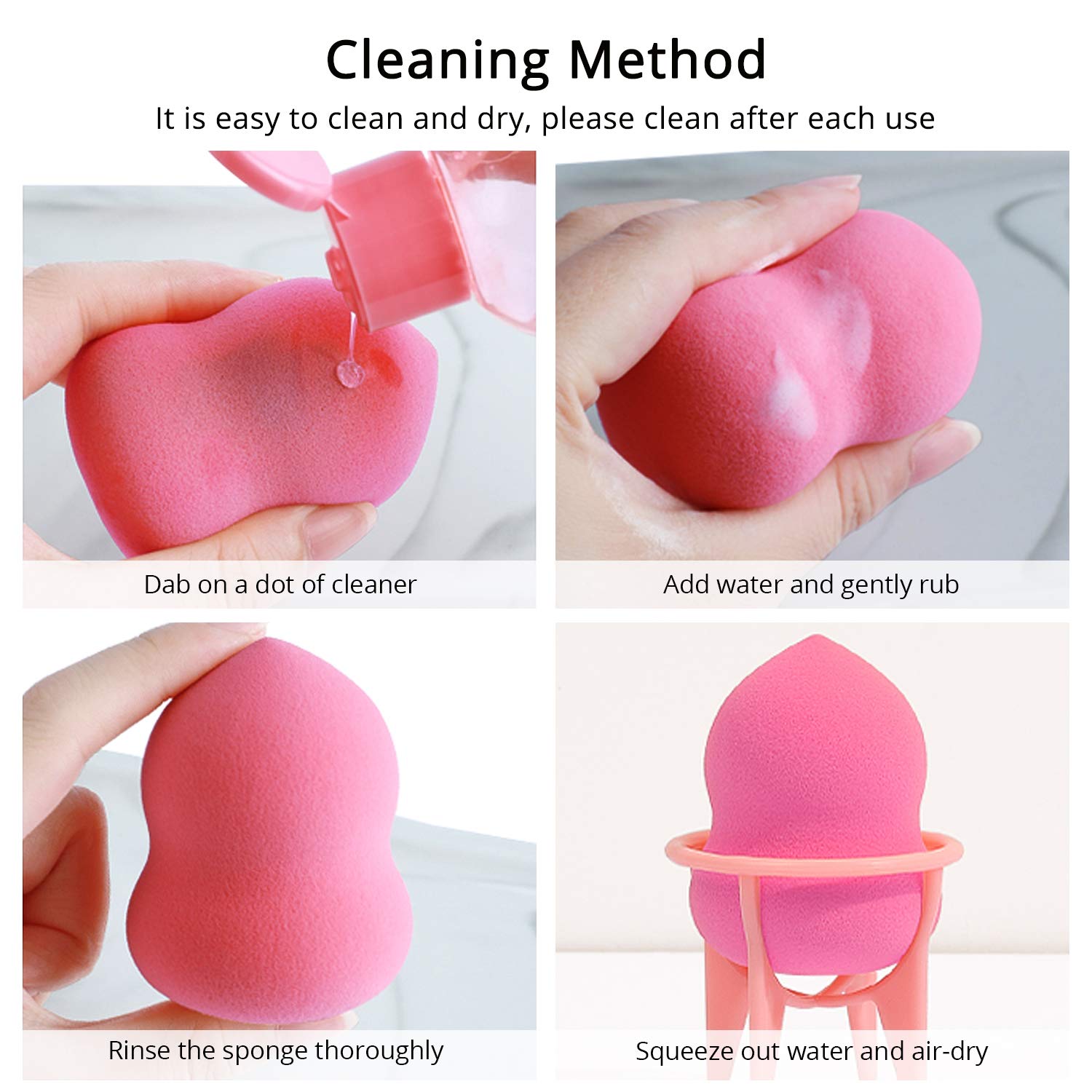 BEAKEY Makeup Sponge, 6 Pcs Latex-free and Vegan Makeup Blender Beauty Sponge, Flawless for Cream, Liquid Foundation & Powder Application (Multi-colored) : Beauty