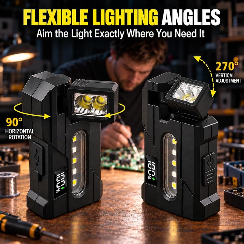 Taschenlampe LED Aufladbar, Mini EDC Taschenlampe mit LCD-Display