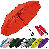 SIEPASA Windproof Travel Compact Umbrella-Automatic Umbrellas for Rain-Compact Folding Umbrella, Travel Umbrella Compact, Small Portable Windproof Umbrellas for Men Women Teenage.(Big Red)