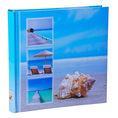 WELLGRO® Jumbo Fotoalbum BEACHES - für bis zu 400 Fotos 10x15 - 30 x 30 cm (HxB) - 100 Seiten , Motive:Muschel