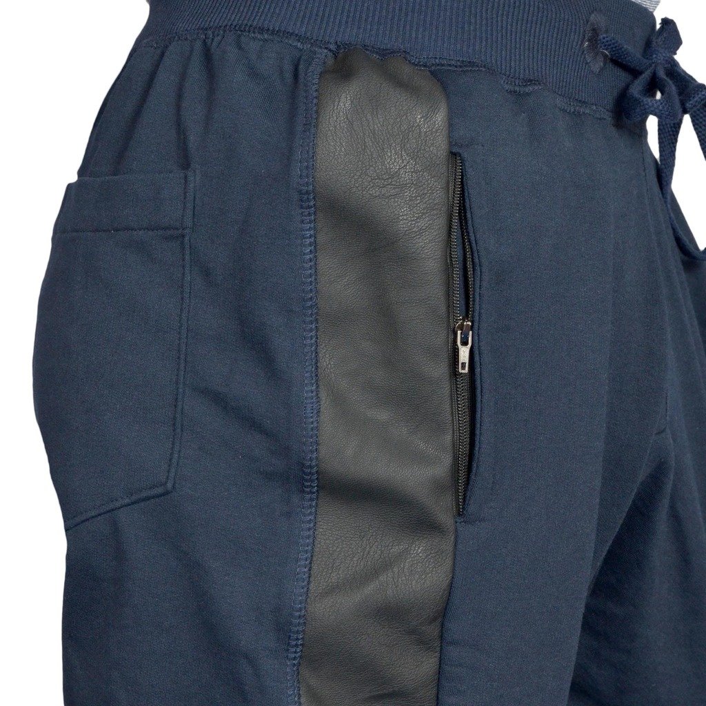 dark blue leather work slim fit loungewear lower