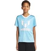 Messi Boys' Lifestyle Short Sleeve Top, Loose-fit V-Neck Shirt with Logo | Comfortable Daily Wear