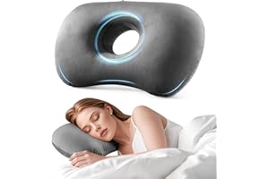 Ear Piercing Pillow for Side Sleepers, Larger Ear Hole Design for Comfortable Sleep, Adjustable Ear Pillows with Soft Washabl