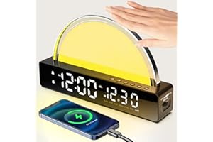 SinFoxeon Sunrise Alarm Clock - Wake Up Light with Simulated Sunrise, Touch Control, Dynamic Atmosphere Light, 6 Natural Sounds, 7 Color Sleep Breathing Light - Ideal for Kids and Heavy Sleepers