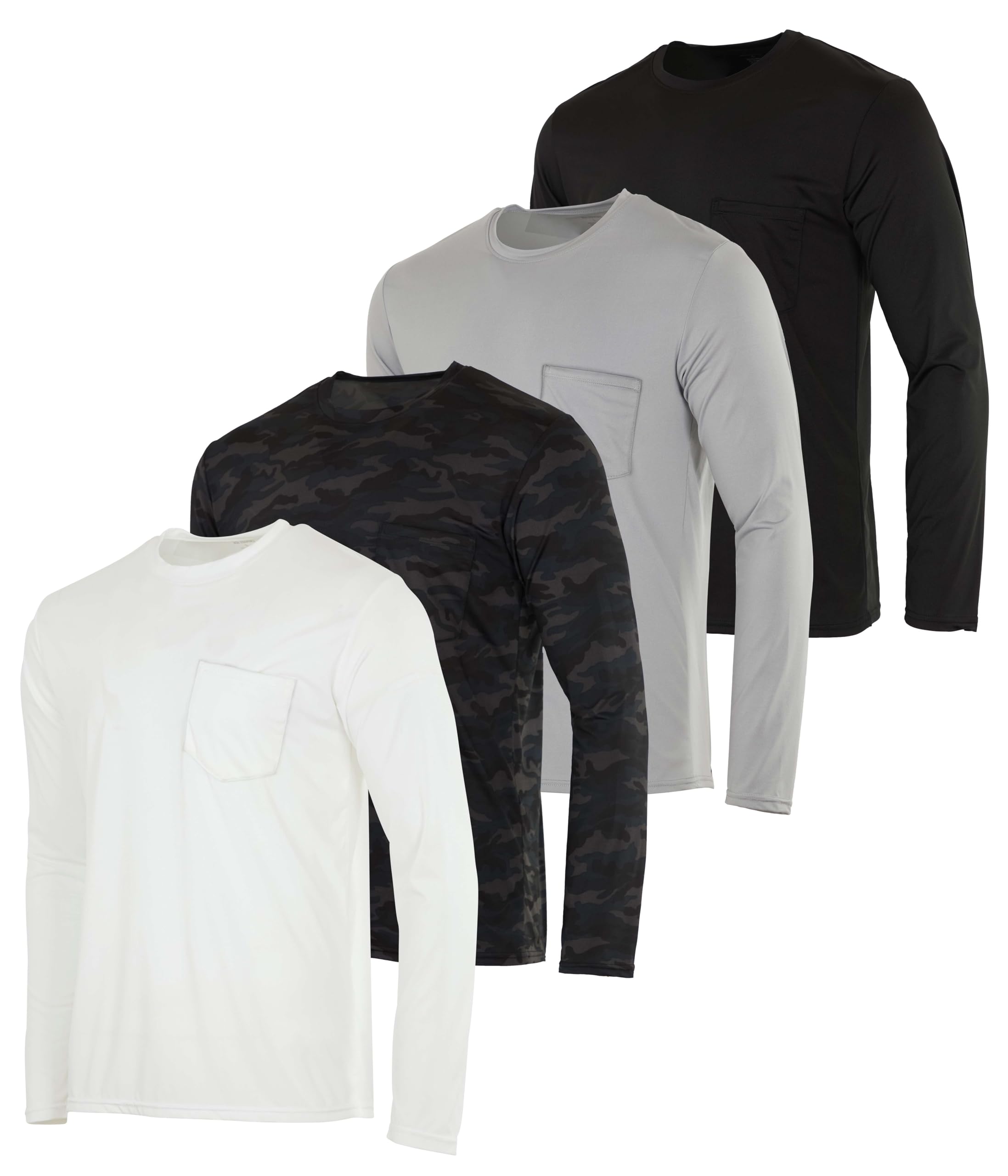 Photo 1 of ***(HEAVILY USED/ MINOR DAMAGE)***Real Essentials 4 Pack: Men's Dry-Fit Active Athletic Long Sleeve Pocket Crew T-Shirt Outdoors UPF 50 S-5XLT- Set 5, 4X