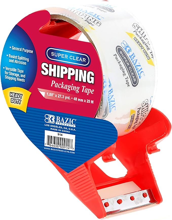 BAZIC 1.88" x 27.3 Yards Clear Heavy Duty Packing Tape w