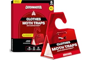 Catchmaster Clothes Moth Traps with Premium PheroGuard Technology – XL, Extra-Strength Glue – Odorless, Kids and Pet Safe – Traps & Eliminates Moths – Protects Clothes, Closets and Wardrobes – 6-Pack