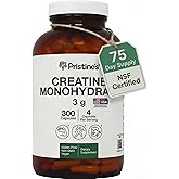 PRISTINE'S Creatine Monohydrate Capsules for Women & Men - NSF Certified 75 Day Supply 3G Muscle Growth Support Supplement - Cognitive & Athletic Performance Support - Enhanced Recovery