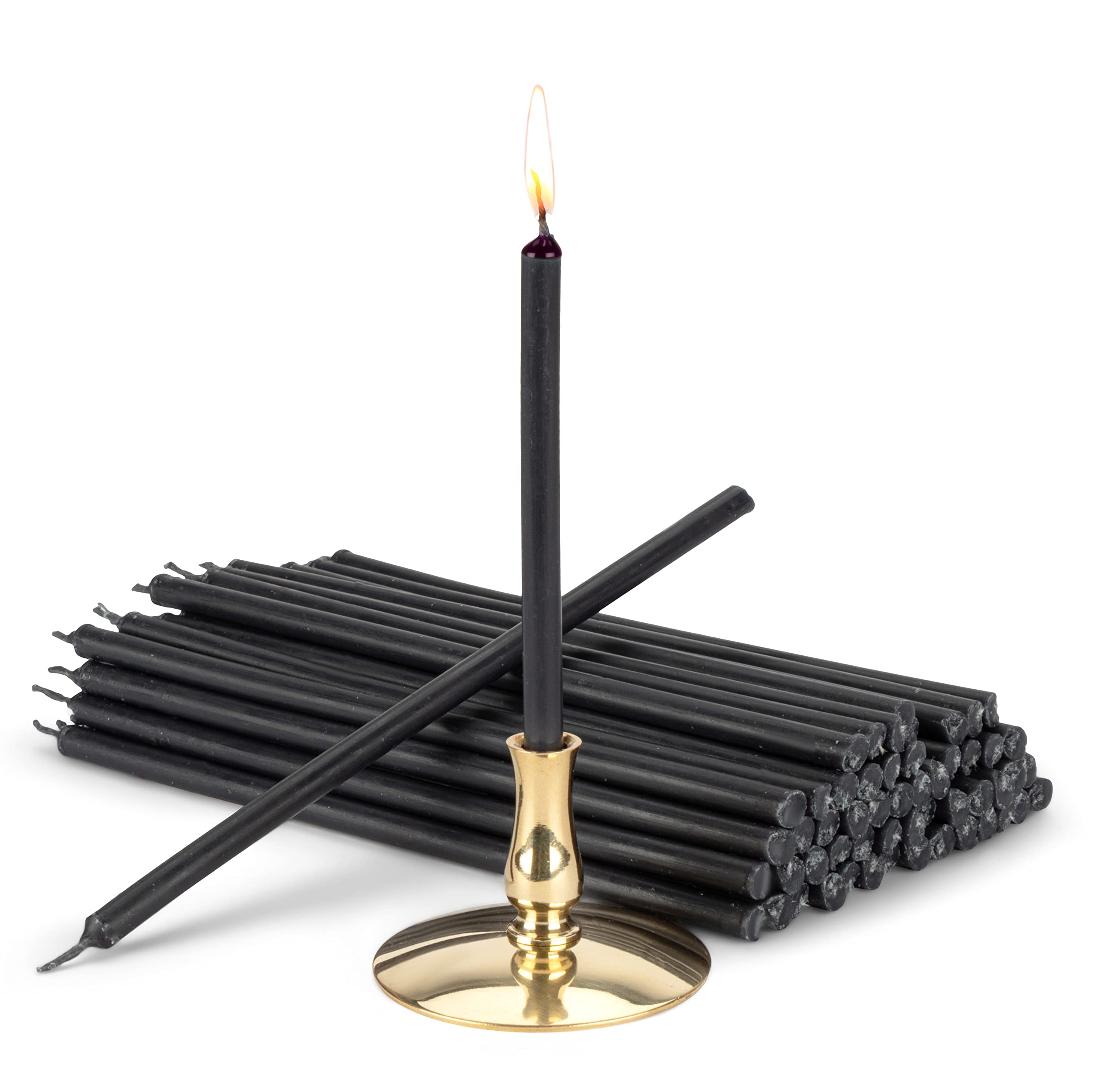NKlaus - Candle holder with altar candles black drip-free L 15cm Ritual paraffin wax 40009