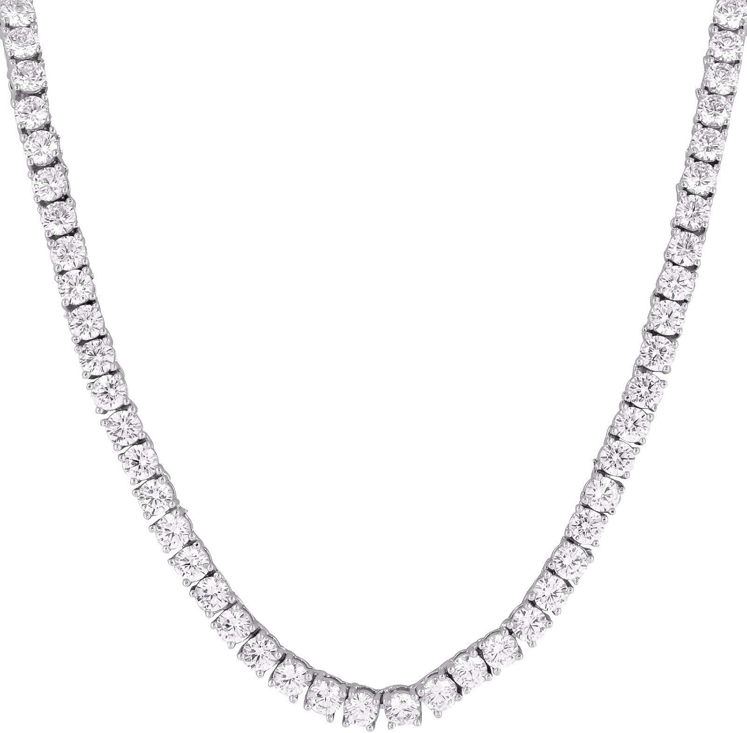 22" Tennis Necklace 14k White Gold Finish Solitaire Lab Diamonds 3mm